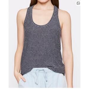 JOIE Racerback Stripe Linen Tank Top Tan & Navy Blue Size Small